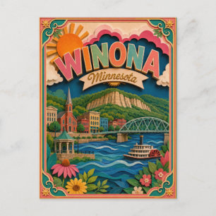 PopCut stater Winona Minnesota Papperskonst Vykort