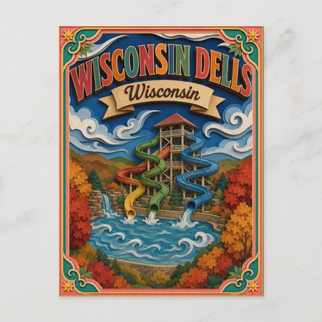 PopCut stater Wisconsin Dells Wisconsin Papperskon Vykort (Framsida)