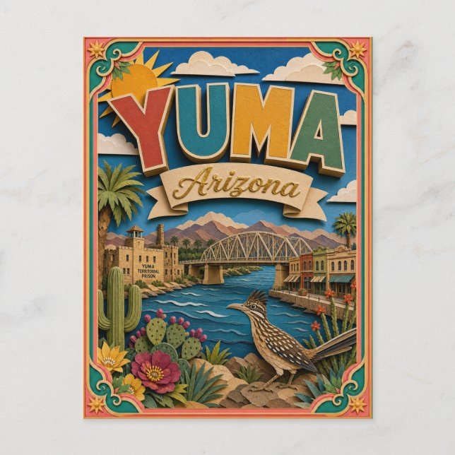 PopCut Stater Yuma Arizona Papperskonst Vykort (Framsida)