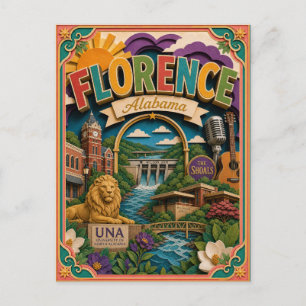 PopCut staterna Florence Alabama Papperskonst Vykort