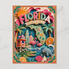 PopCut staterna Florida Färgglad 3D-papperskonst Vykort