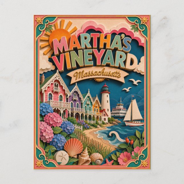 PopCut staterna Martha's Vineyard Massachusetts Vykort (Framsida)