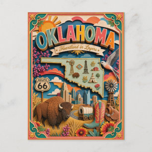 PopCut staterna Oklahoma Färgglad 3D Papperskonst Vykort