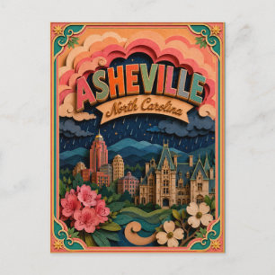 PopCut States Asheville North Carolina Papperskons Vykort