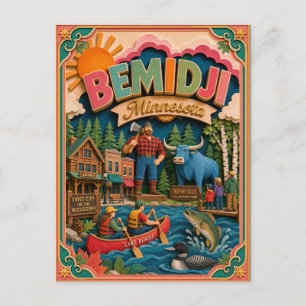 PopCut States Bemidji Minnesota Papperskonst Vykort