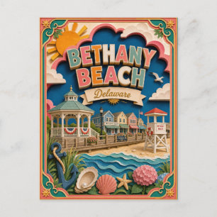 PopCut States Bethany Beach Delaware Papperskonst Vykort
