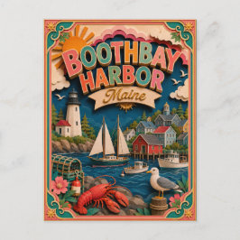 PopCut States Boothbay Harbor Maine Papperskonst Vykort