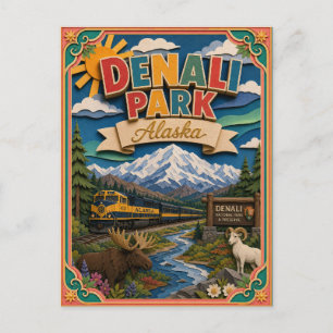 PopCut States Denali Park Alaska Papperskonst Vykort