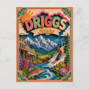 PopCut States Driggs Idaho Papperskonst Vykort