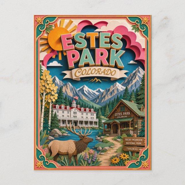PopCut States Estes Park Colorado Papperskonst Vykort (Framsida)