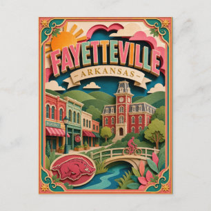 PopCut States Fayetteville Arkansas Papperskonst Vykort