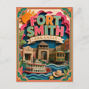 PopCut States Fort Smith Arkansas Papperskonst Vykort