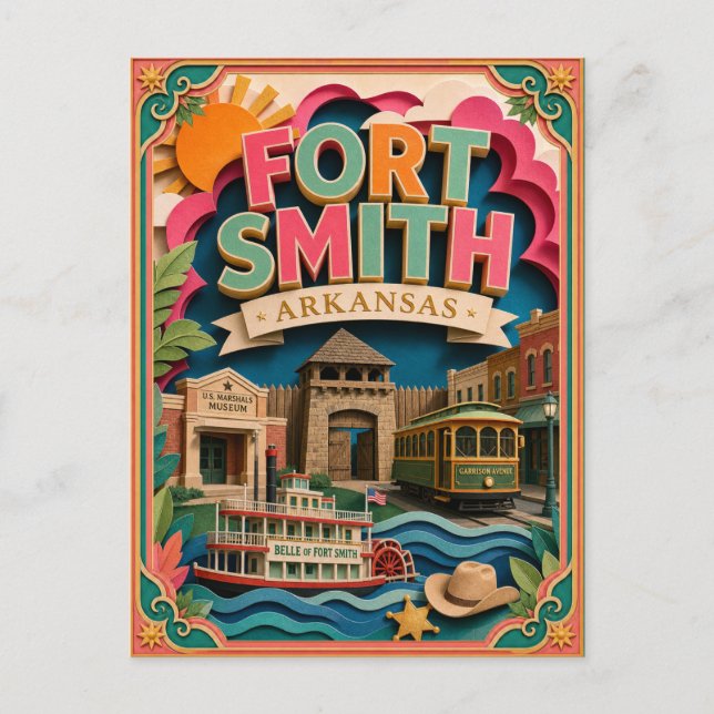 PopCut States Fort Smith Arkansas Papperskonst Vykort (Framsida)