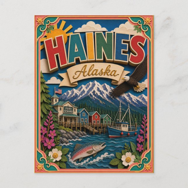 PopCut States Haines Alaska Papperskonst Vykort (Framsida)