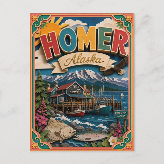 PopCut States Homer Alaska Papperskonst Vykort (Framsida)