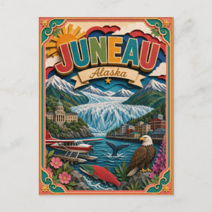 PopCut States Juneau Alaska Papperskonst Vykort