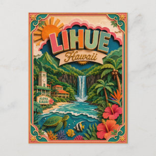 PopCut States Lihue Hawaii Papperskonst Vykort
