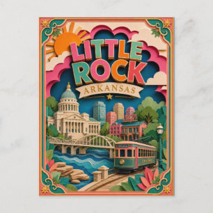 PopCut States Little Rock Arkansas Papperskonst Vykort