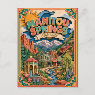 PopCut States Manitou Springs Colorado Papperskons Vykort
