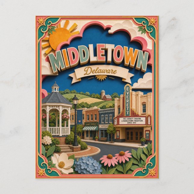 PopCut States Middletown Delaware Papperskonst Vykort (Framsida)