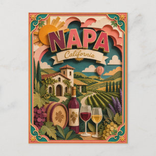 PopCut States Napa Kalifornien Papperskonst Vykort