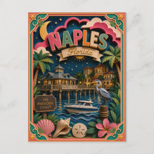 PopCut States Naples Florida Papperskonst Vykort