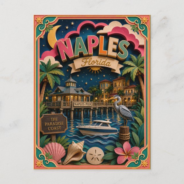 PopCut States Naples Florida Papperskonst Vykort (Framsida)