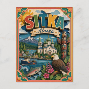 PopCut States Sitka Alaska Papperskonst Vykort