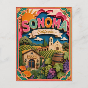 PopCut States Sonoma Kalifornien Papperskonst Vykort