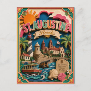 PopCut States St. Augustine Florida Papperskonst Vykort