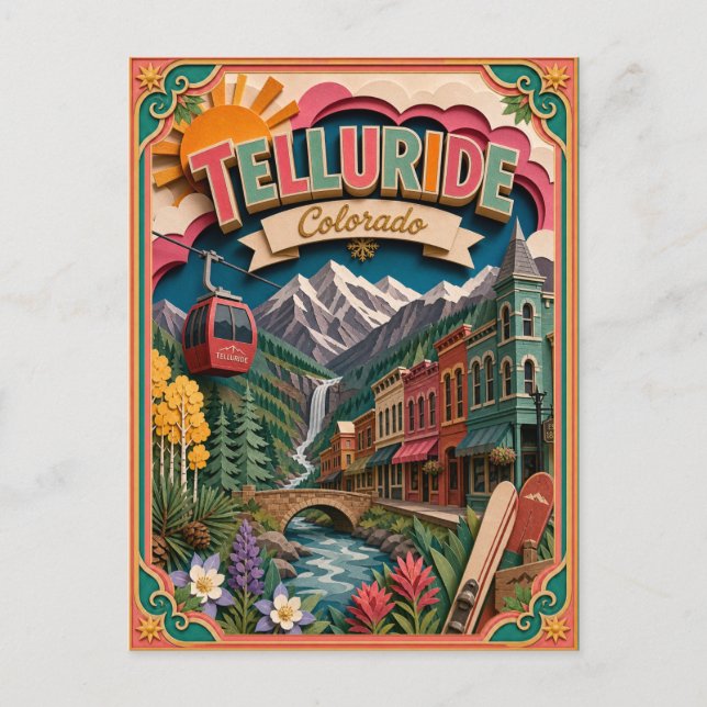 PopCut States Telluride Colorado Papperskonst Vykort (Framsida)