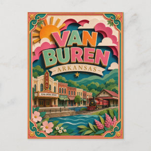 PopCut States Van Buren Arkansas Papperskonst Vykort