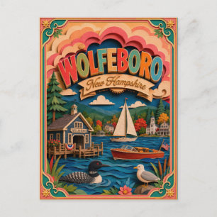 PopCut States Wolfeboro New Hampshire Papperskonst Vykort