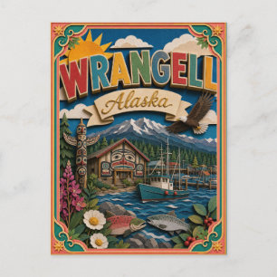 PopCut States Wrangell Alaska Papperskonst Vykort