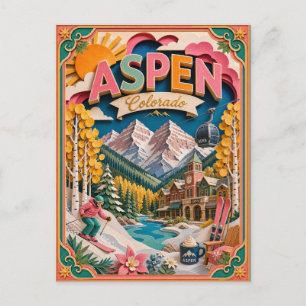PopCut Tillstånd Aspen Colorado Papperskonst Vykort