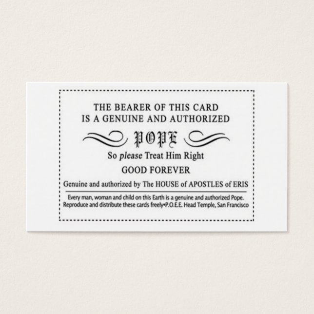 Pope Card Visitkort (Framsidan)