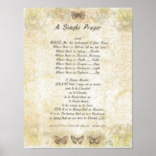 POPE FRANCIS= ST FRANCIS ENKLA PRAYER=Butterfly Poster