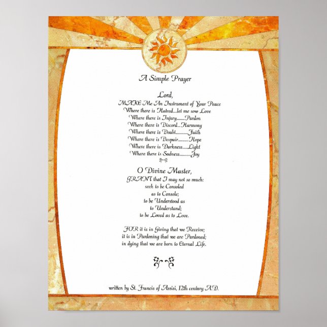 POPE FRANCIS=ST. FRANCIS ENMPLE PRAYER=Bamboo2 Poster (Framsidan)