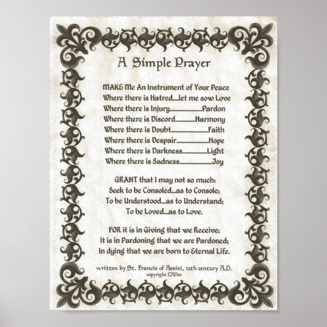 POPE FRANCIS=ST. FRANCIS ENMPLE PRAYER=Bamboo2 Poster (Framsidan)