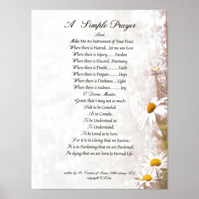 POPE FRANCIS=ST. FRANCIS ENMPLE PRAYER=Daisy Poster (Framsidan)