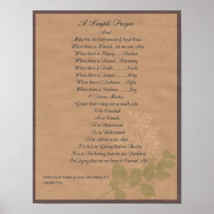 POPE FRANCIS=ST. FRANCIS ENMPLE PRAYER=Organic Poster