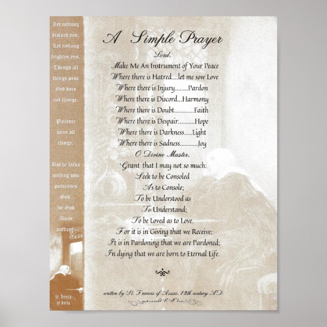 POPE FRANCIS=ST. FRANCIS ENMPLE PRAYER=St. Teresa Poster (Framsidan)