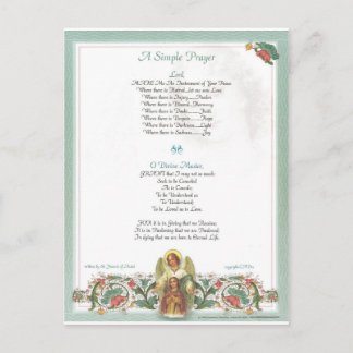 pope francis=st. francis simple prayer=angel vykort