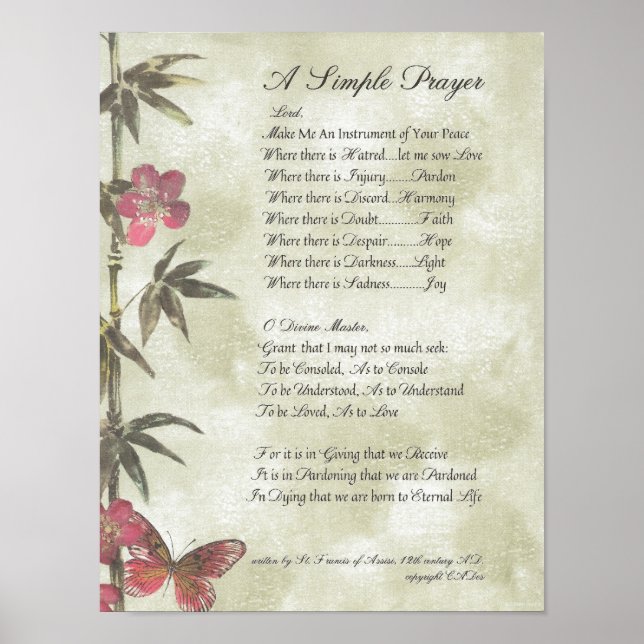 POPE FRANCIS=ST. FRANCIS SIMPLE PRAYER=Bamboo Poster (Framsidan)