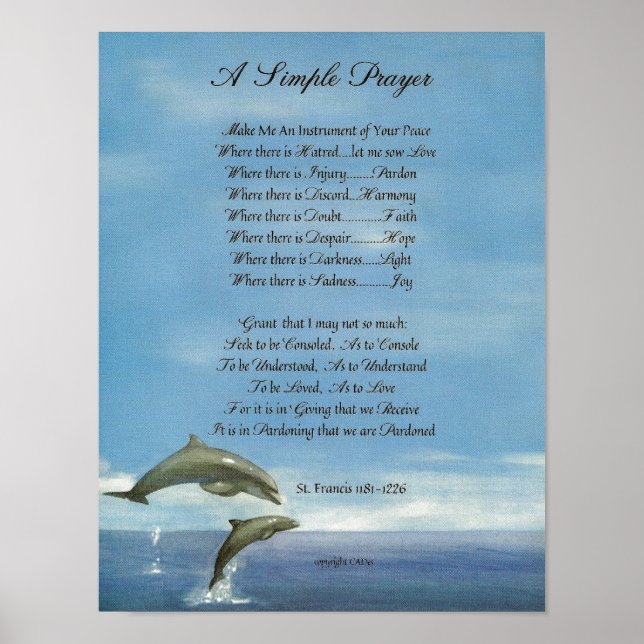 POPE FRANCIS=ST. FRANCIS SIMPLE PRAYER=Dolphins Poster (Framsidan)