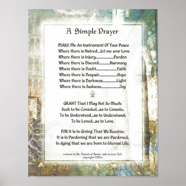 POPE FRANCIS=ST. FRANCIS SIMPLE PRAYER=La Piazza Poster (Framsidan)