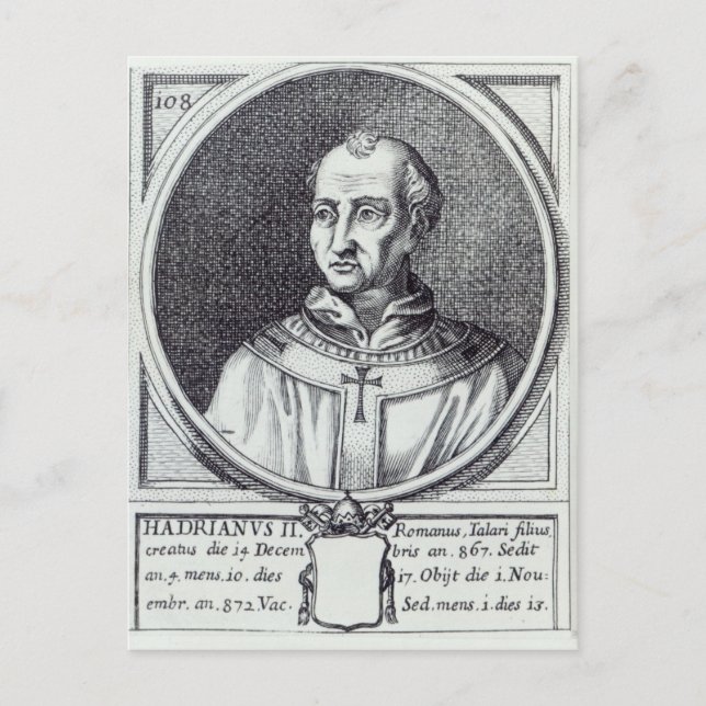 Pope Hadrian II Vykort (Framsida)