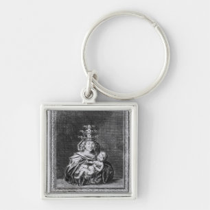 Pope Joan med henne barn Fyrkantig Silverfärgad Nyckelring