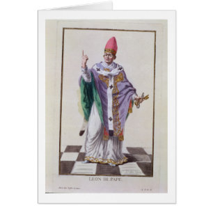 Pope Leo III (795-816) från 'Receuil des Estampes Hälsningskort