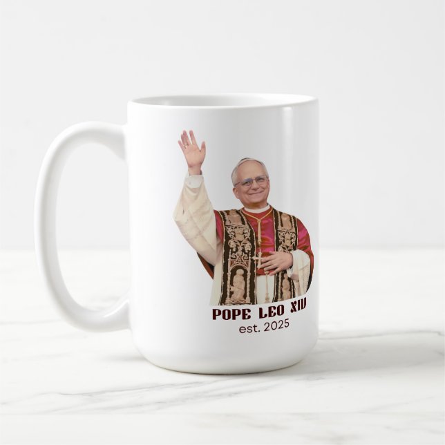 Pope Leo XIV Est 2025 Commemorative Kaffemugg (Vänster)